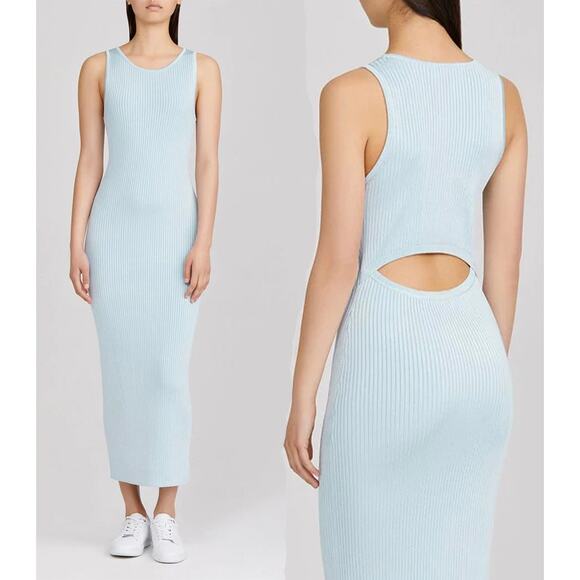 SIGNIFICANT OTHER Sofia Knit Cut-Out Back Midi Dress in Sky Blue NWT US 2 $218 - Picture 1 of 12
